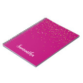 Girly Pink Glam Gold Sparkle Confetti gepersonalis Notitieboek (Linkerzijde)