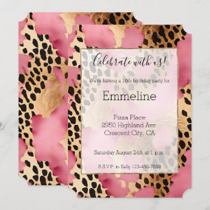 Girly Pink Glam Zwart Goud Luipaard Kaart