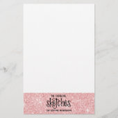  Girly Pink Glitter Artist Briefpapier (Voorkant)
