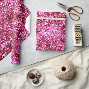 Girly Pink Glitter Cadeaupapier