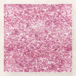 Girly Pink Glitter Confetti Glazen Onderzetter