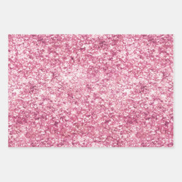 Girly Pink Glitter Confetti Inpakpapier Vel