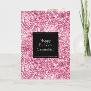 Girly Pink Glitter Confetti Kaart