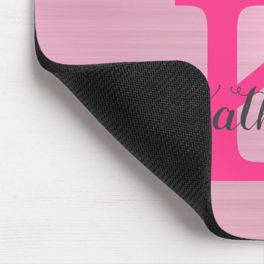 Girly Pink Glitter Drift Chic Glam Monogram Name Muismat (Hoek)