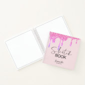 Girly Pink Glitter Drift Jouw naam Sketch Notitieboek (Binnen)