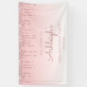 Girly Pink Glitter Drip 18th Birthday Party Spandoek (Verticaal)