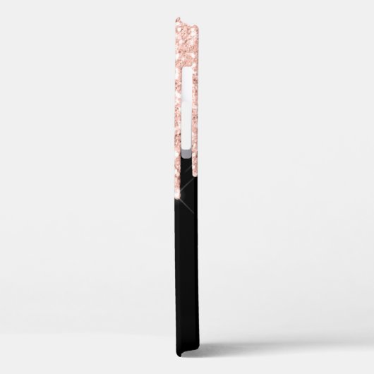 Girly Pink Glitter Drip Gray Monogram Case-Mate iPhone Case (Achterkant / Links)