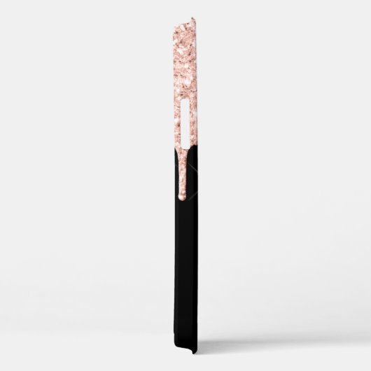 Girly Pink Glitter Drip Gray Monogram Case-Mate iPhone Case (Achterkant / Rechts)