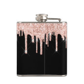 Girly Pink Glitter Drip Gray Monogram Heupfles (Achterkant)