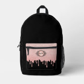 Girly Pink Glitter Drips Monogram School Bedrukte Rugzak (Voorkant)