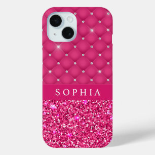 Girly Pink Glitter en Diamonds Personalized Hoesje