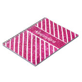 Girly Pink Glitter en White Script Modern glam Notitieboek (Linkerzijde)