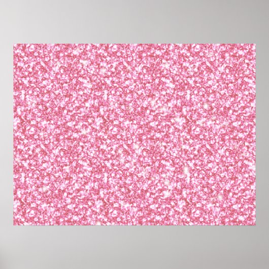 Girly Pink Glitter Gedrukt Poster (Voorkant)
