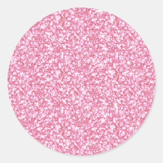 Girly Pink Glitter Gedrukt Ronde Sticker (Voorkant)