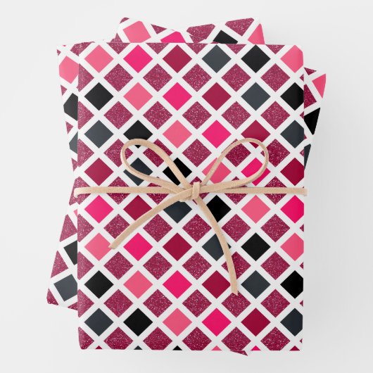 Girly Pink Glitter Geometric Pattern Inpakpapier Vel (In situ)