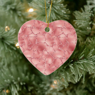 Girly Pink Glitter Giraffe Print Keramisch Ornament
