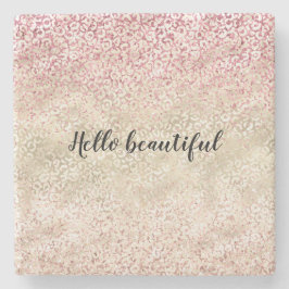 Girly Pink Glitter Glam Gold Leopard Print Ombre Stenen Onderzetter