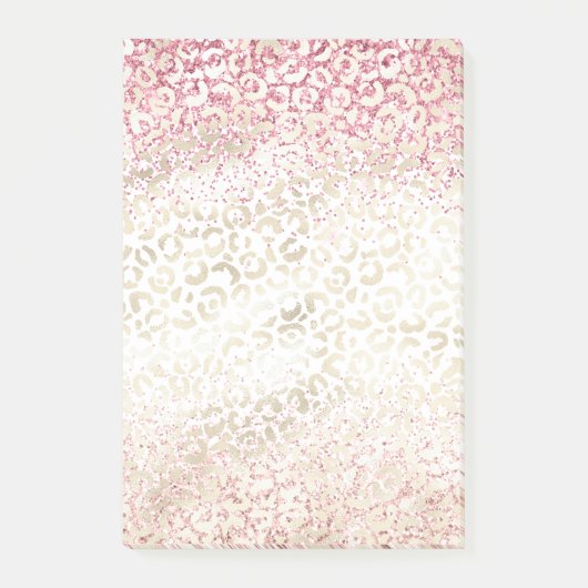 Girly Pink Glitter Glam Gold Luipaard Print Post-it® Notes (Voorkant)