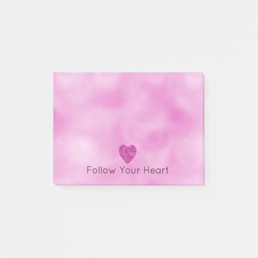 Girly Pink Glitter Heart Post-it® Notes (Voorkant)
