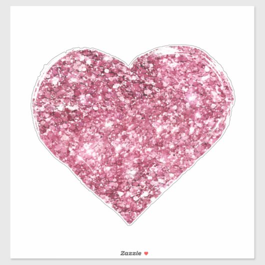 Girly Pink Glitter Heart Sticker (Vel)