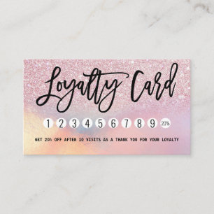 Girly Pink Glitter Iridescent Ombre Klantenkaartje