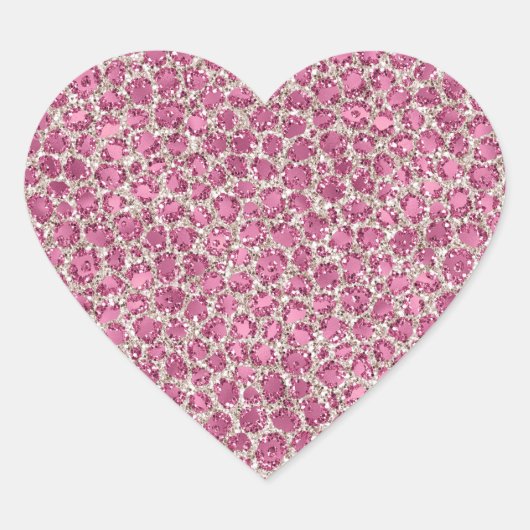Girly Pink Glitter Leopard Print Hart Sticker (Voorkant)