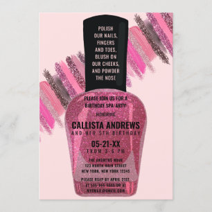 Girly Pink Glitter Nail Polish Spa Dag Verjaardag Kaart