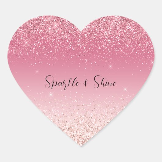 Girly Pink Glitter Ombre Sparkle Hart Sticker (Voorkant)