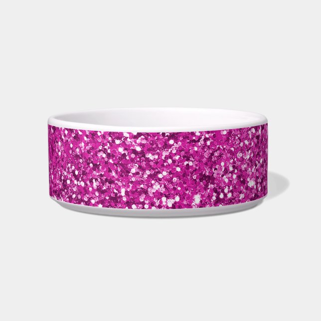 Girly Pink Glitter Ombre Sparkle Voerbakje (Voorkant)
