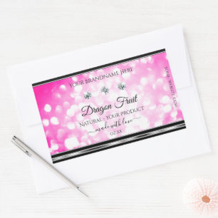 Girly Pink Glitter Product Labels Diamonds Silver