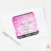 Girly Pink Glitter Product Labels Diamonds Silver (Envelop)
