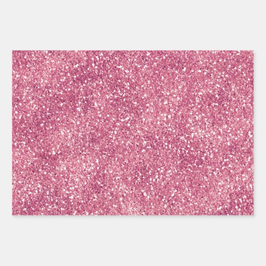 Girly Pink Glitter Sparkle Glitz Inpakpapier Vel (Voorkant)