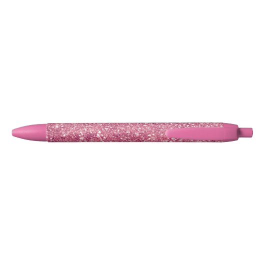 Girly Pink Glitter Sparkle Glitz Zwarte Inkt Pen (Achterkant)