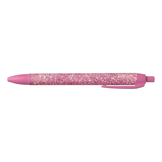 Girly Pink Glitter Sparkle Glitz Zwarte Inkt Pen (Bodem)