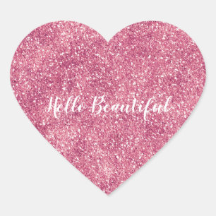 Girly Pink Glitter Sparkle Hart Sticker