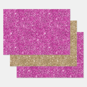 Girly Pink Glitter Sparkle Inpakpapier Vel
