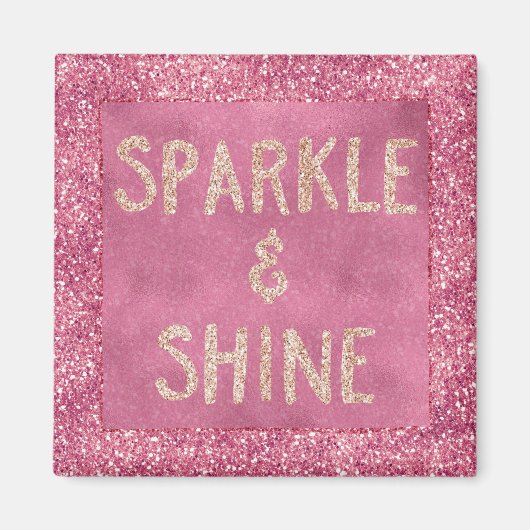 Girly Pink Glitter Sparkle Magneet (Voorkant)