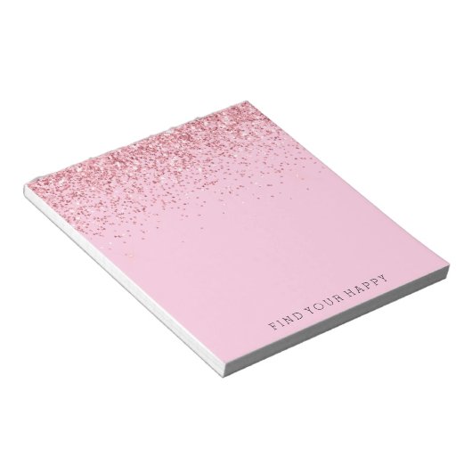 Girly Pink Glitter Sparkle Notitieblok (Schuin)