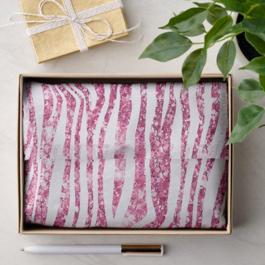 Girly Pink Glitter Zebra Tissuepapier (Geschenk)