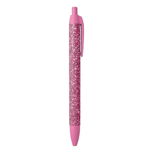 Girly Pink Glitter Zwarte Inkt Pen (Achterkant (Verticaal))