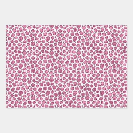 Girly Pink Glitzy Glam Glitter Leopard Print Inpakpapier Vel (Voorkant 2)