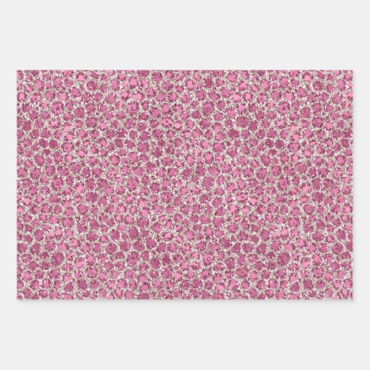 Girly Pink Glitzy Glam Glitter Leopard Print Inpakpapier Vel (Voorkant)