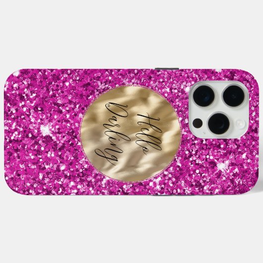 Girly Pink Glitzy Glitter Case-Mate iPhone Case (Achterkant (horizontaal))