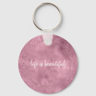 Girly Pink Glitzy Glitter Sparkle gepersonaliseerd Sleutelhanger