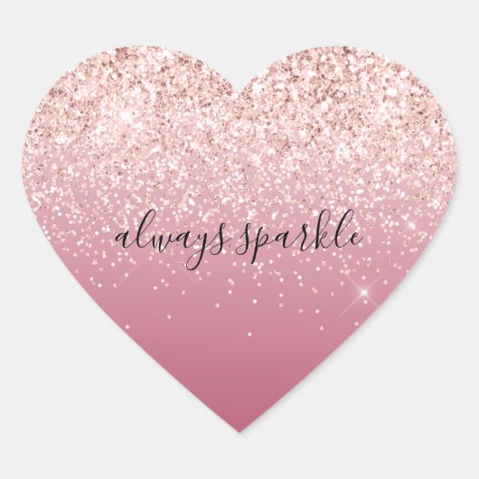 Girly Pink Glitzy Glitter Sparkle Hart Sticker (Voorkant)