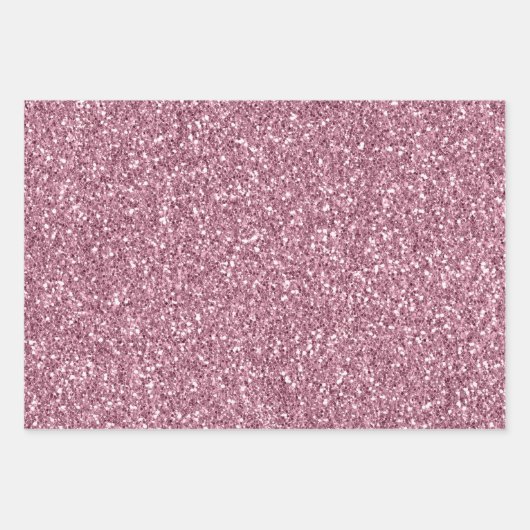 Girly Pink Glitzy Glitter Sparkle Inpakpapier Vel (Voorkant 3)