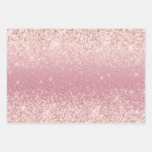 Girly Pink Glitzy Glitter Sparkle Inpakpapier Vel (Voorkant)