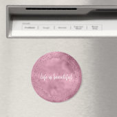 Girly Pink Glitzy Glitter Sparkle Magneet (Insitu (Vaatwasser))