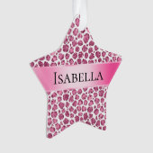 Girly Pink Glitzy Leopard Persoonlijke naam Ornament (voorkant)