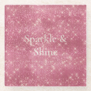 Girly Pink Glitzy Sparkle Glazen Onderzetter